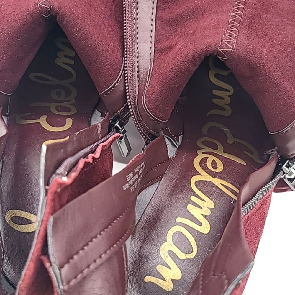 Sam Edelman Sadee Burgundy Suede Ankle Booties - Picture 8 of 8
